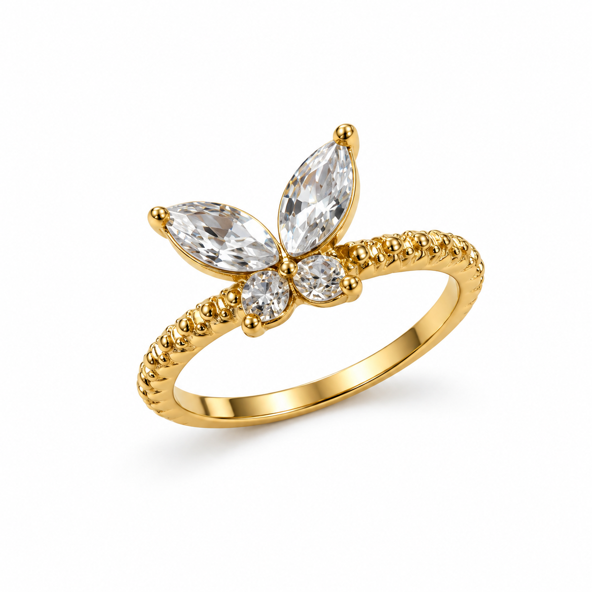Gold-Tone Crystal Butterfly Ring
