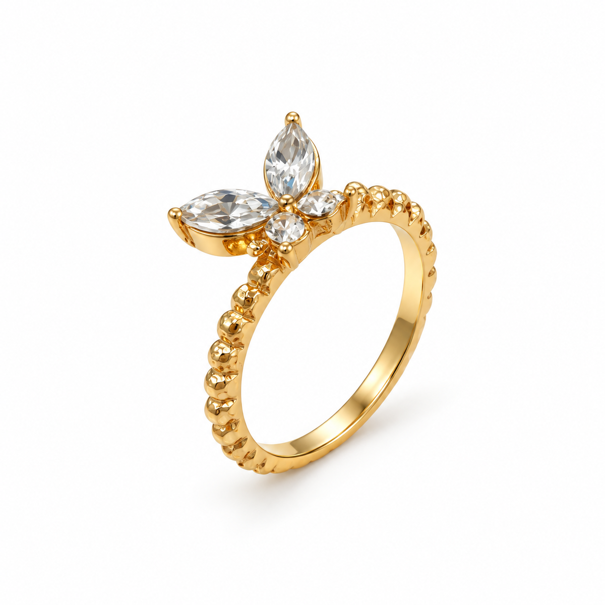 Gold-Tone Crystal Butterfly Ring