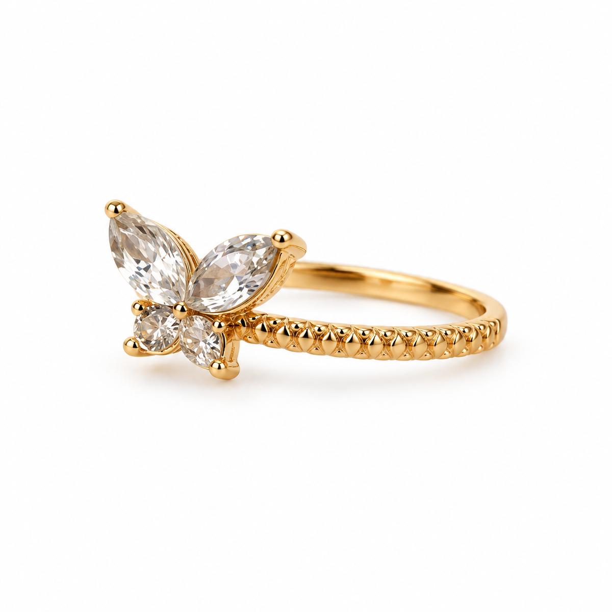 Gold-Tone Crystal Butterfly Ring