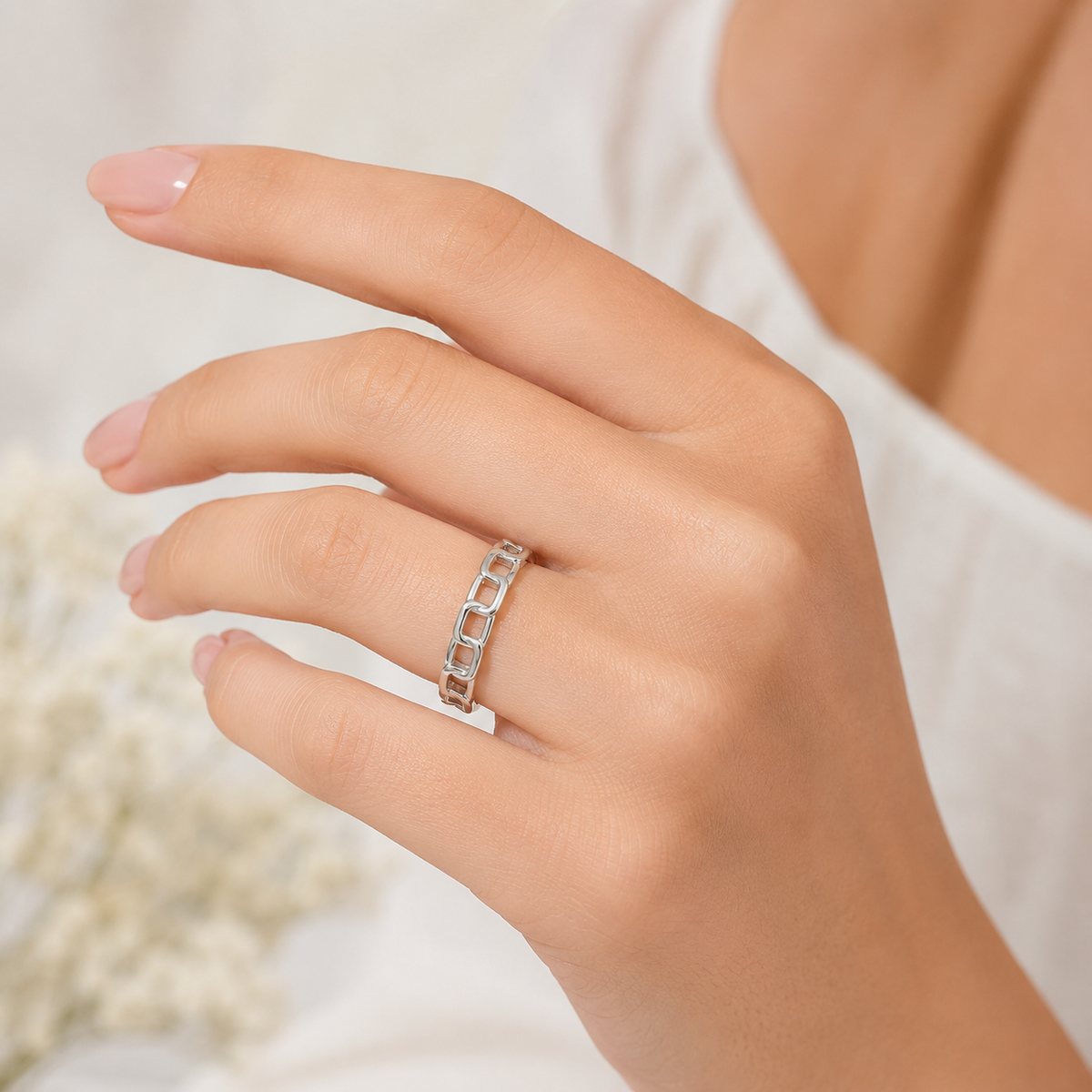 Silver-Tone Open Link Ring