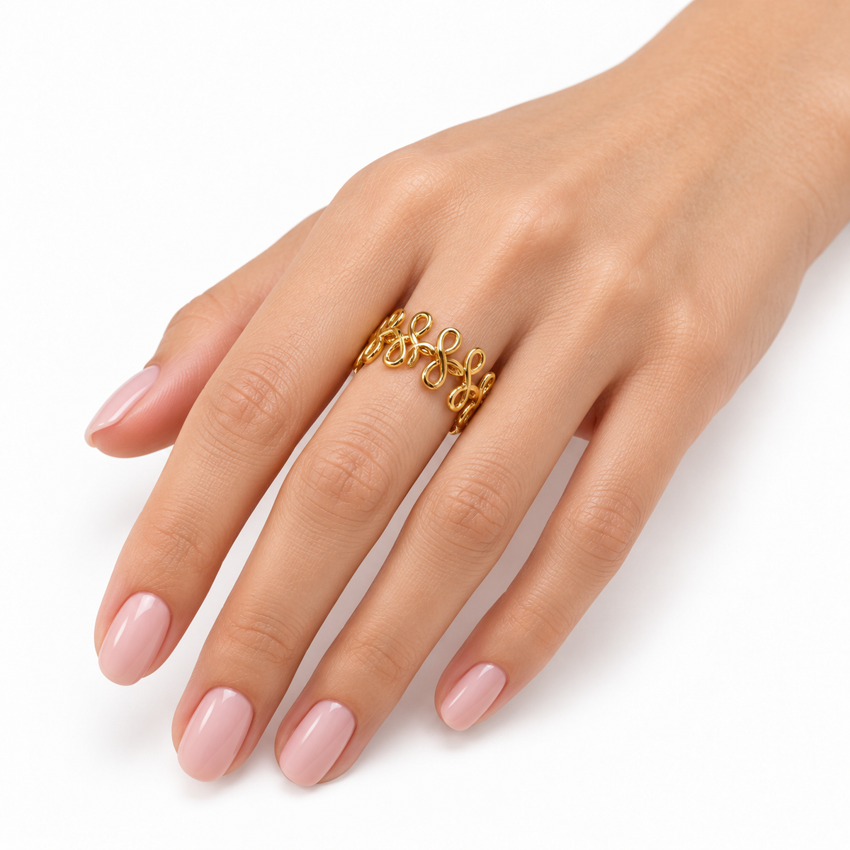Gold-Tone Openwork Scroll Ring