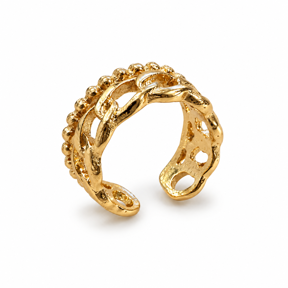Gold-Tone Adjustable Chain-Link Ring