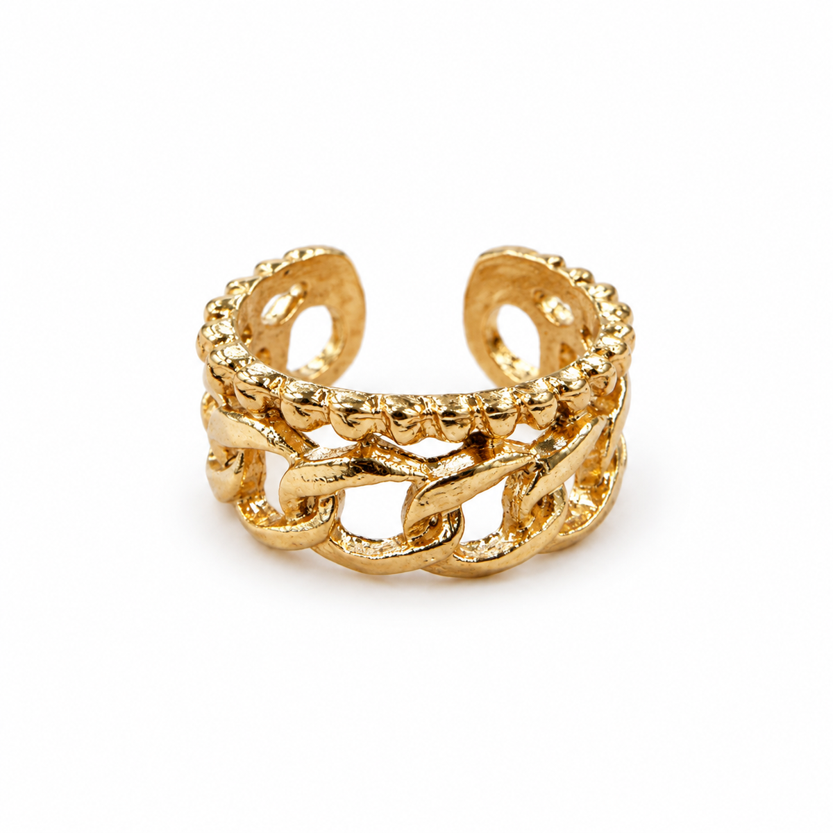 Gold-Tone Adjustable Chain-Link Ring