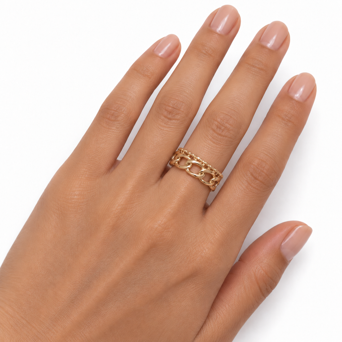 Gold-Tone Adjustable Chain-Link Ring