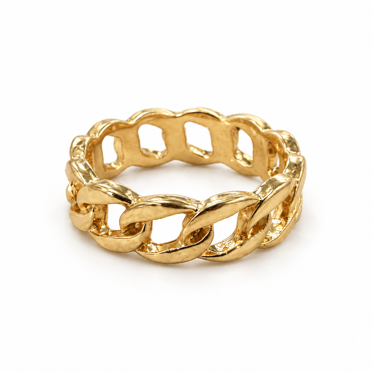 Gold-Tone Thin Curb Chain Ring
