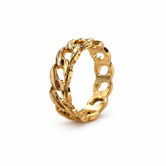 Gold-Tone Thin Curb Chain Ring