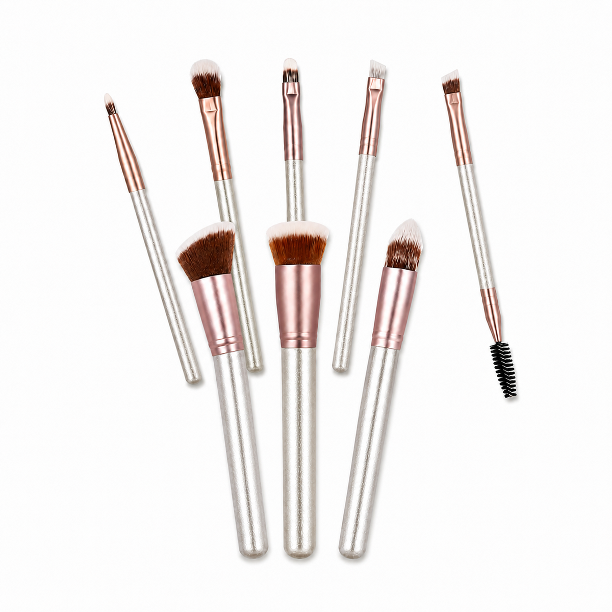 8-Piece Rose Gold &amp; Silver Makeup Brush Set