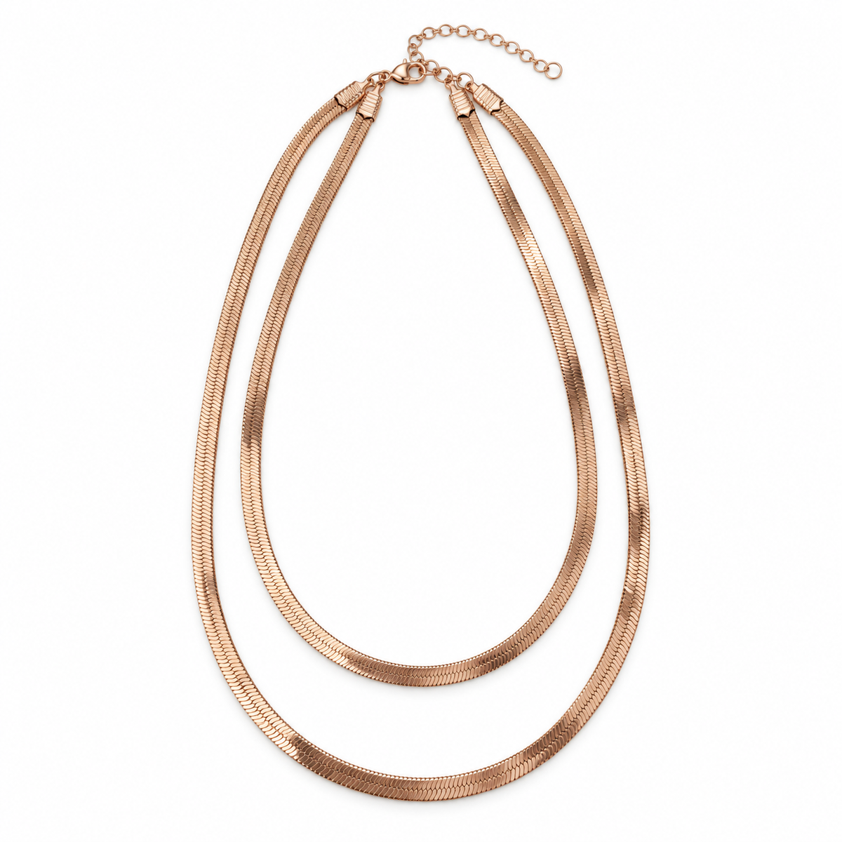 Rose-Gold Double-Layer Herringbone Necklace