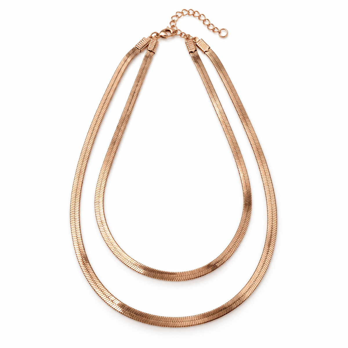 Rose-Gold Double-Layer Herringbone Necklace