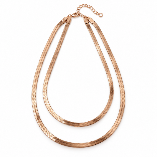 Rose-Gold Double-Layer Herringbone Necklace