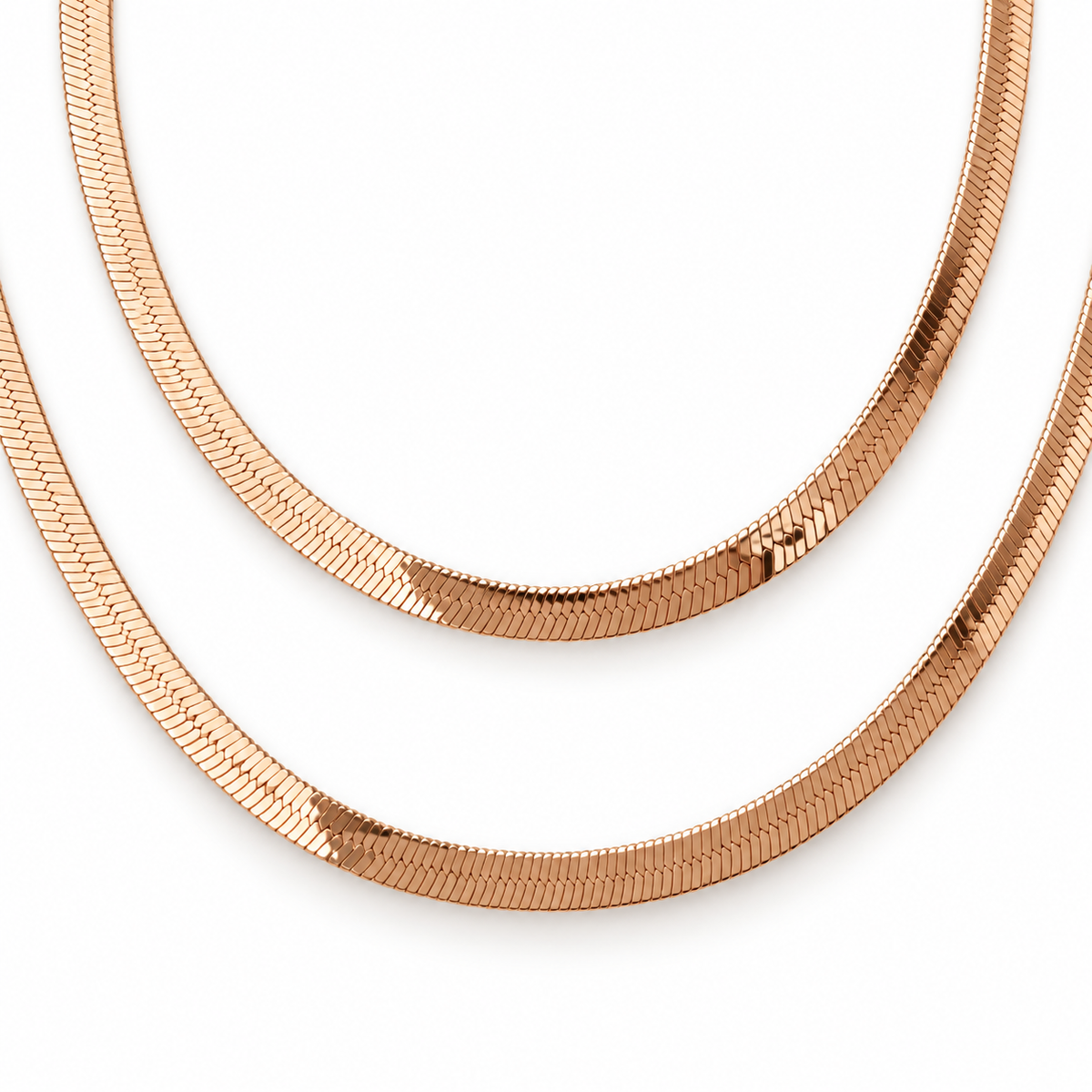 Rose-Gold Double-Layer Herringbone Necklace