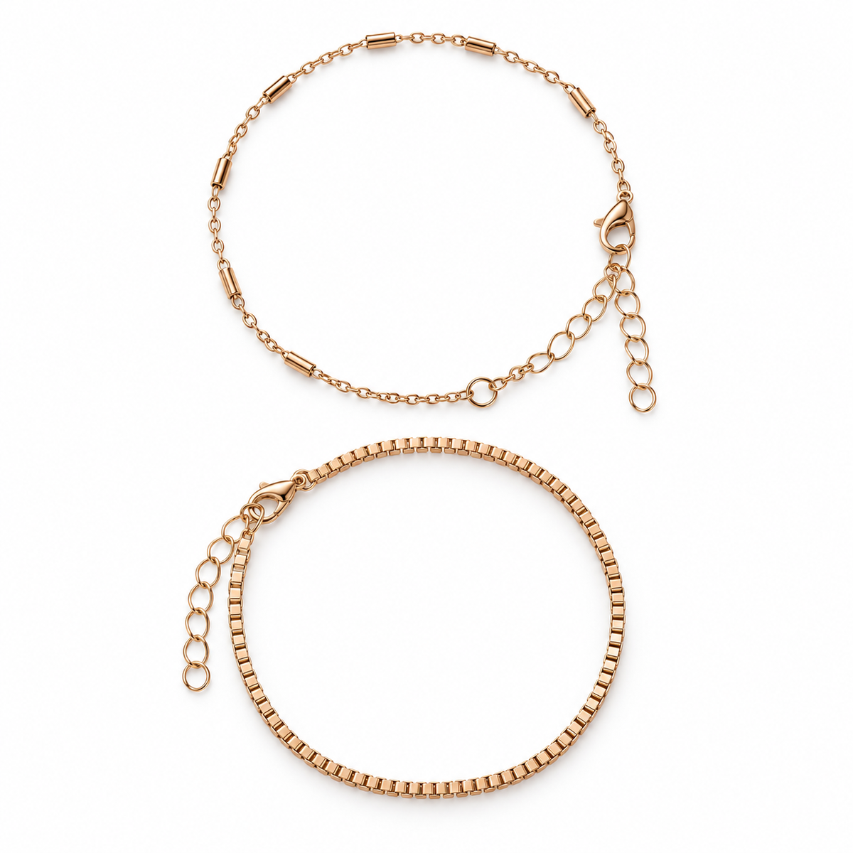 Rose-Gold Layered Bracelet Set