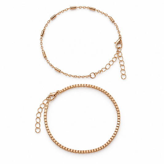 Rose-Gold Layered Bracelet Set