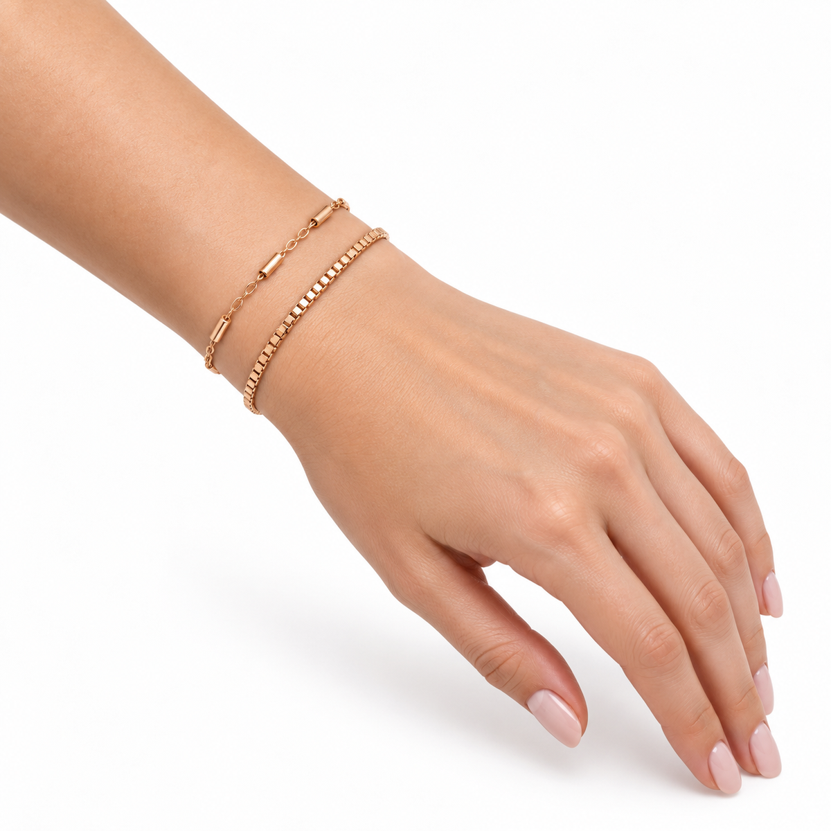 Rose-Gold Layered Bracelet Set