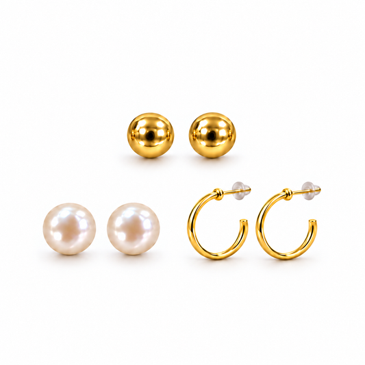 Gold-Tone Three-Pair Earring Set