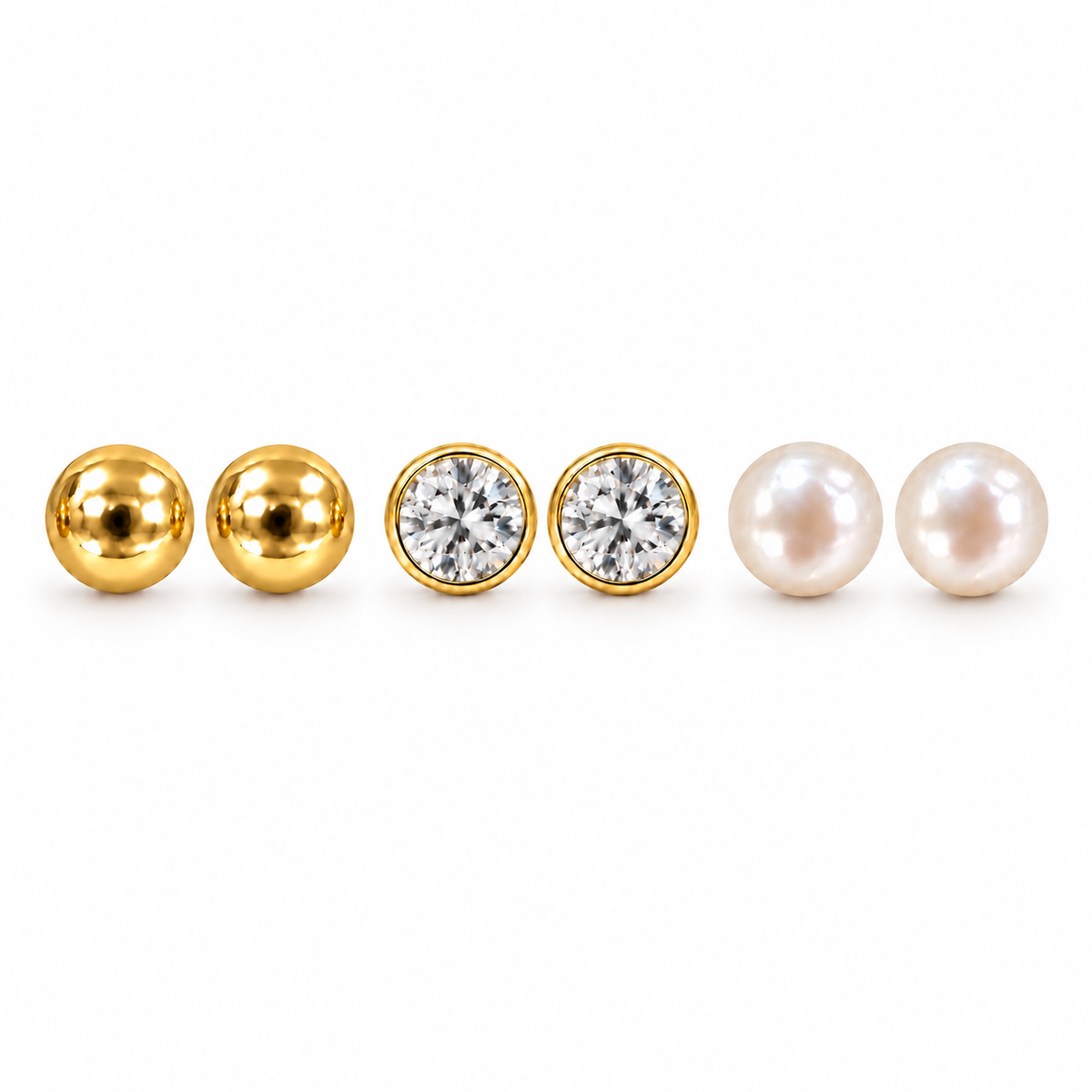 Gold-Tone Three-Pair Earring Set