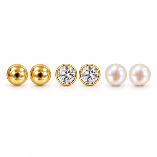 Gold-Tone Three-Pair Earring Set