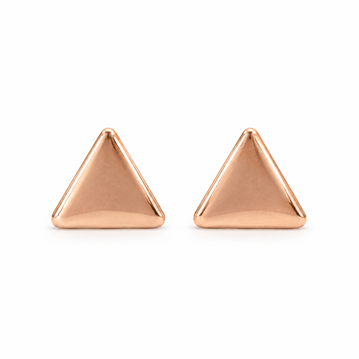 Rose-Gold Triangle and Pearl Stud Earring Set