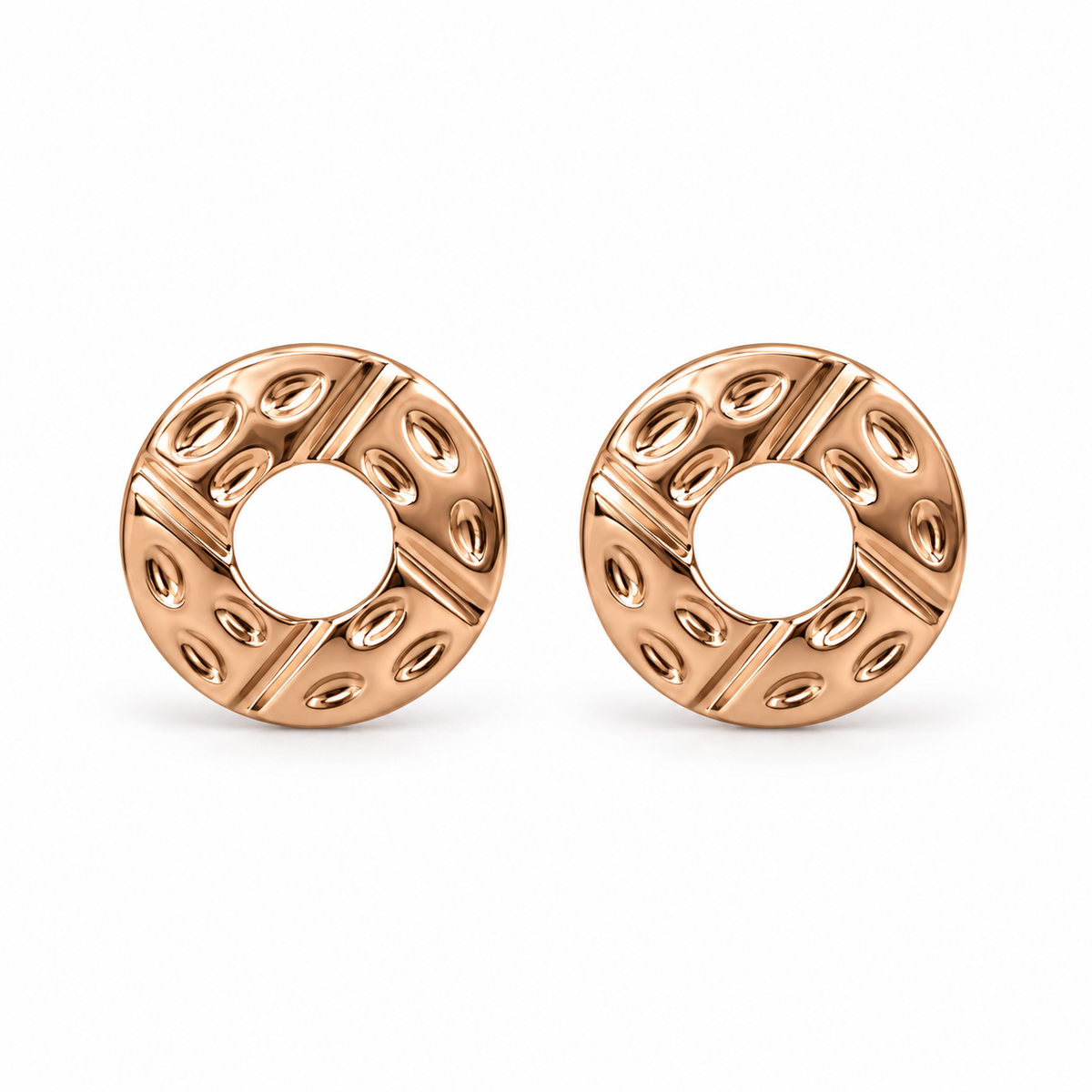 Rose-Gold Crystal Cluster and Open-Circle Stud Earring Set