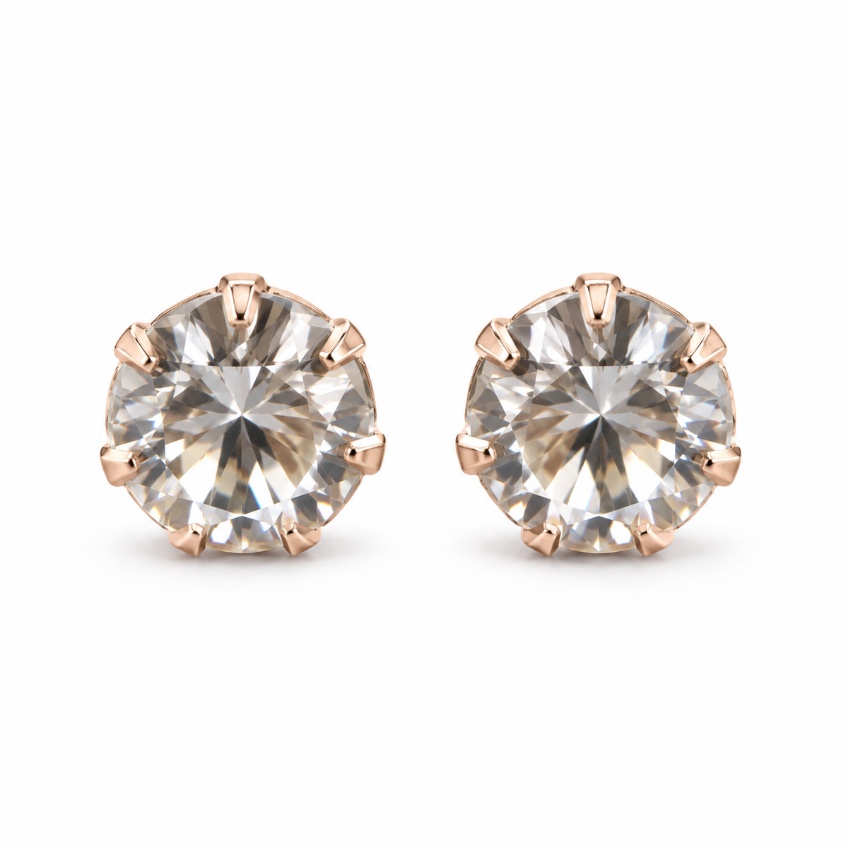 Rose-Gold Pearl and Crystal Stud Earring Set