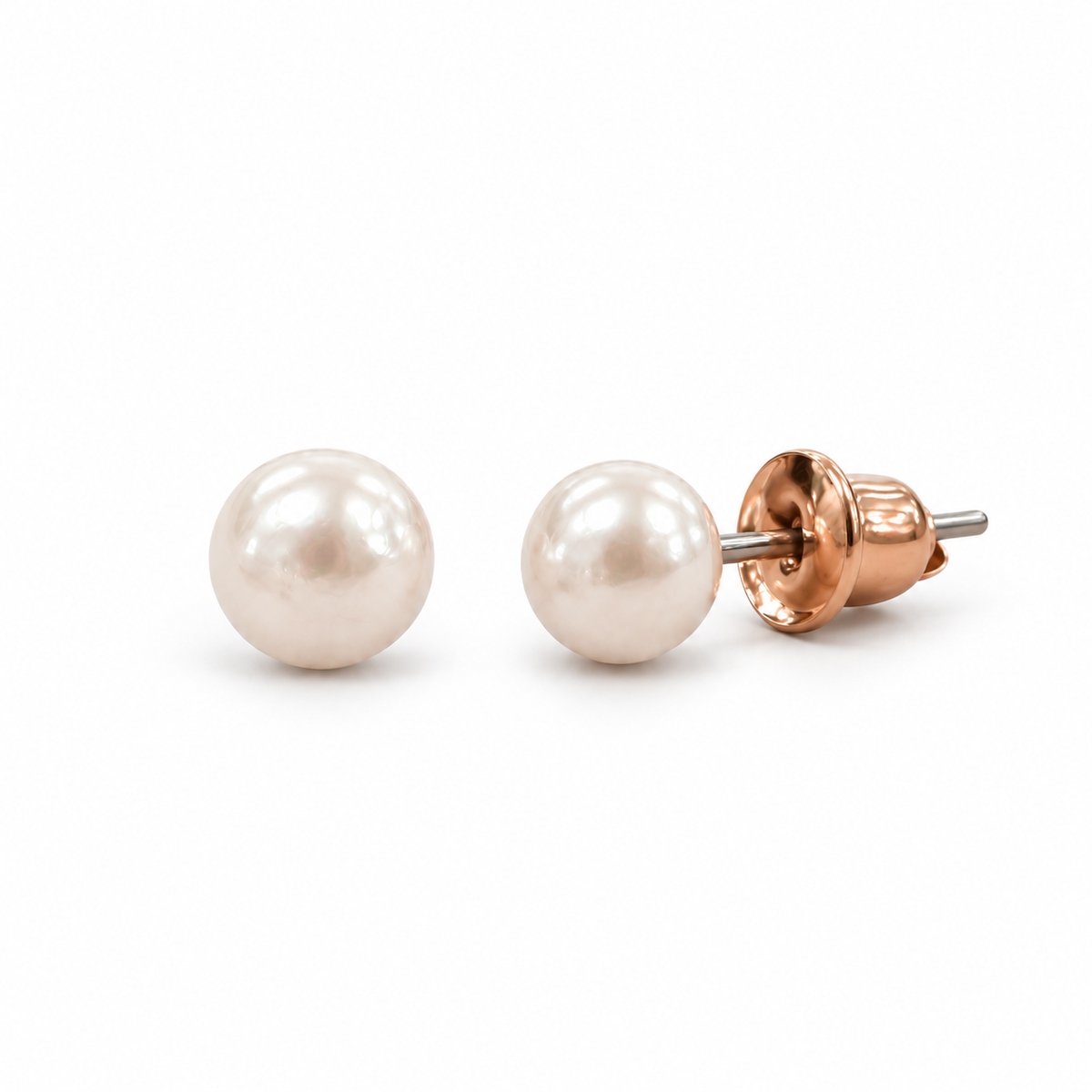 Rose-Gold Pearl and Crystal Stud Earring Set