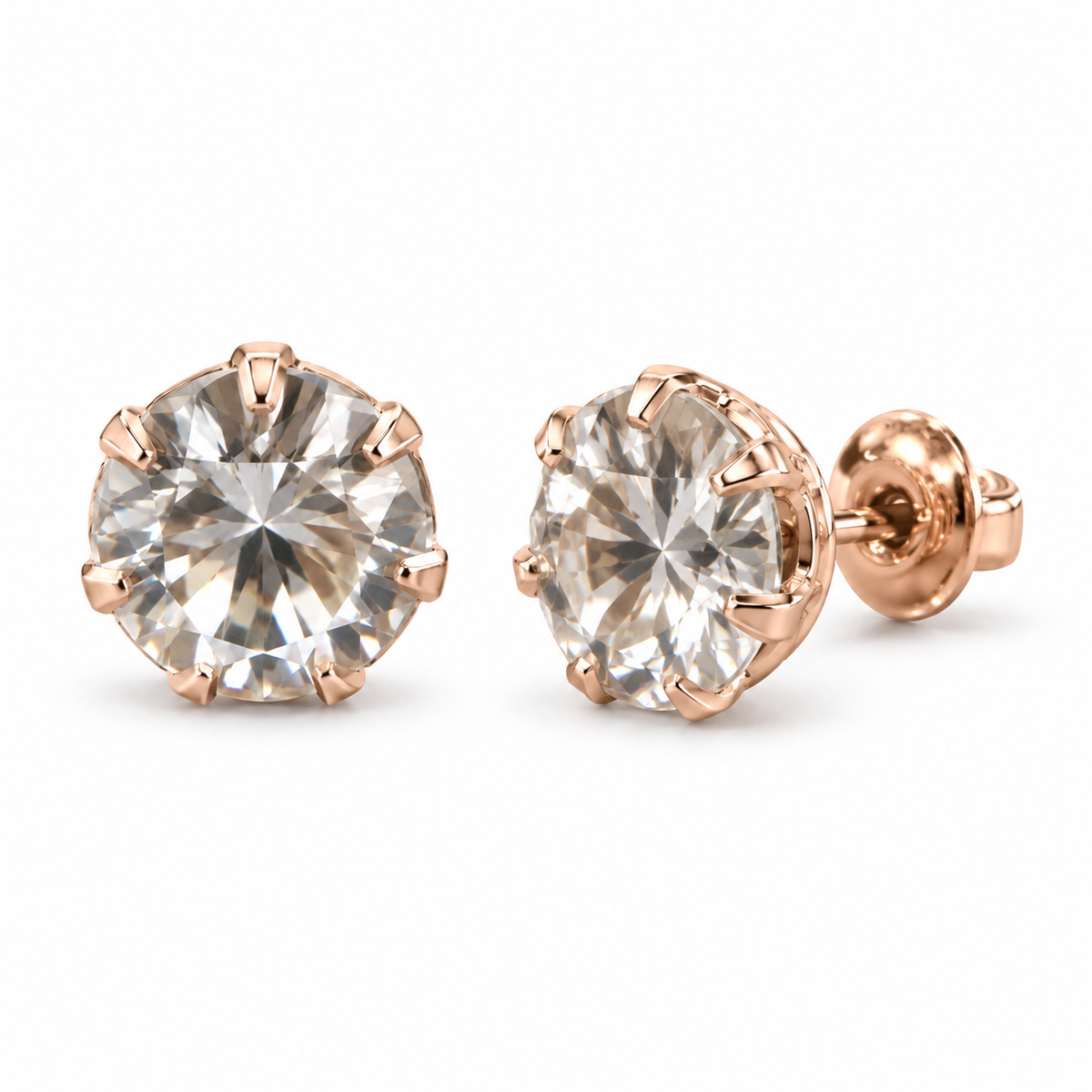 Rose-Gold Pearl and Crystal Stud Earring Set