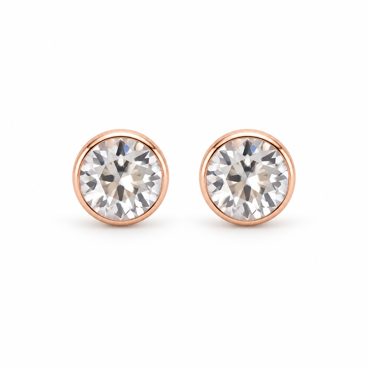 Rose-Gold Ball and Crystal Stud Earring Set