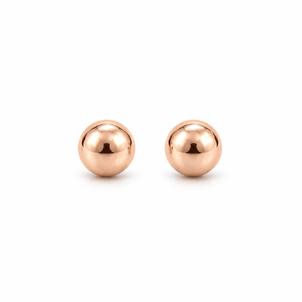 Rose-Gold Ball and Crystal Stud Earring Set