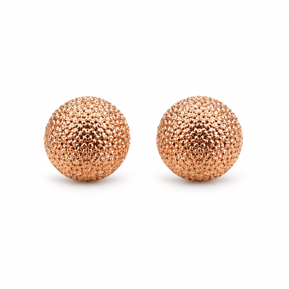 Rose-Gold Smooth and Textured Ball Stud Earring Set