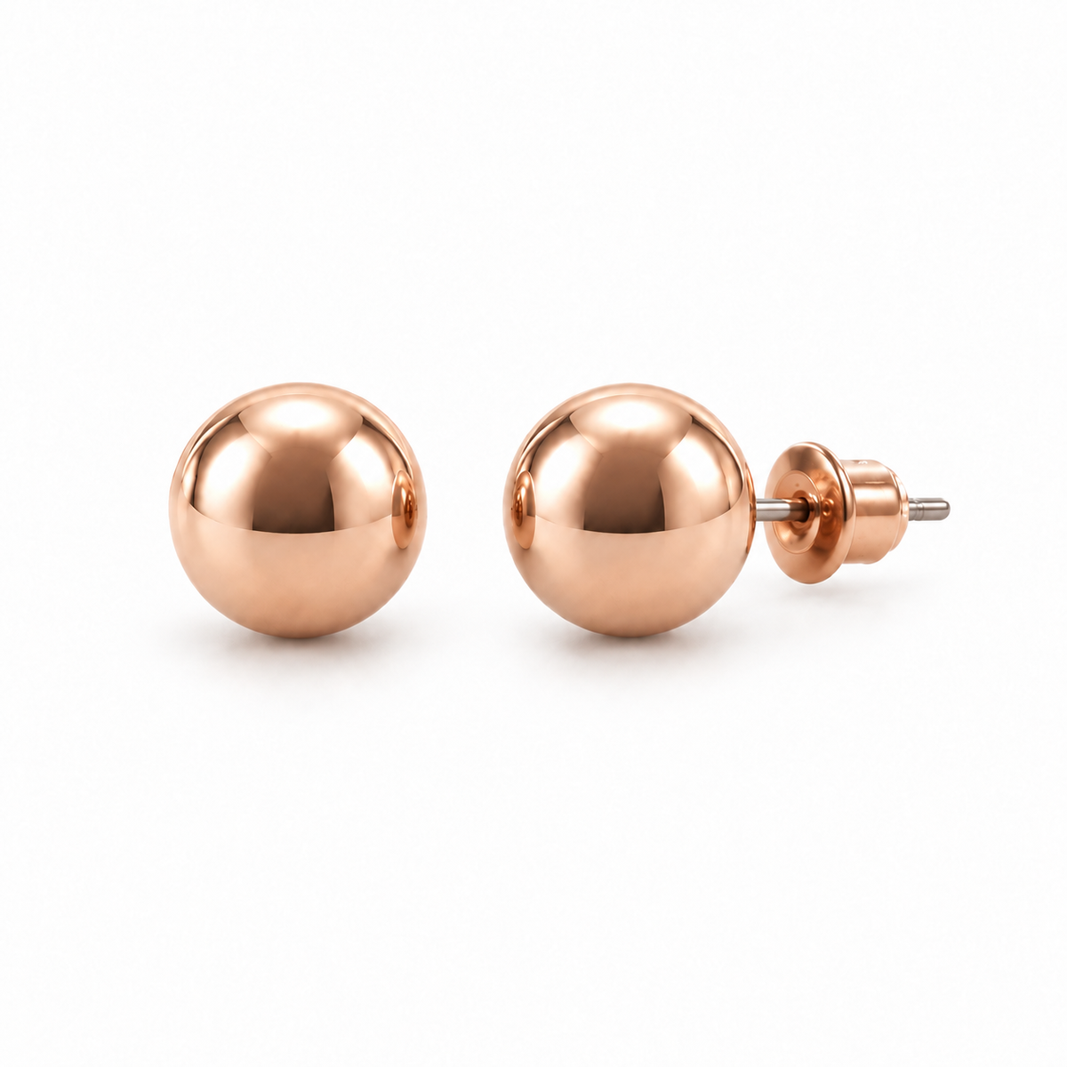 Rose-Gold Smooth and Textured Ball Stud Earring Set