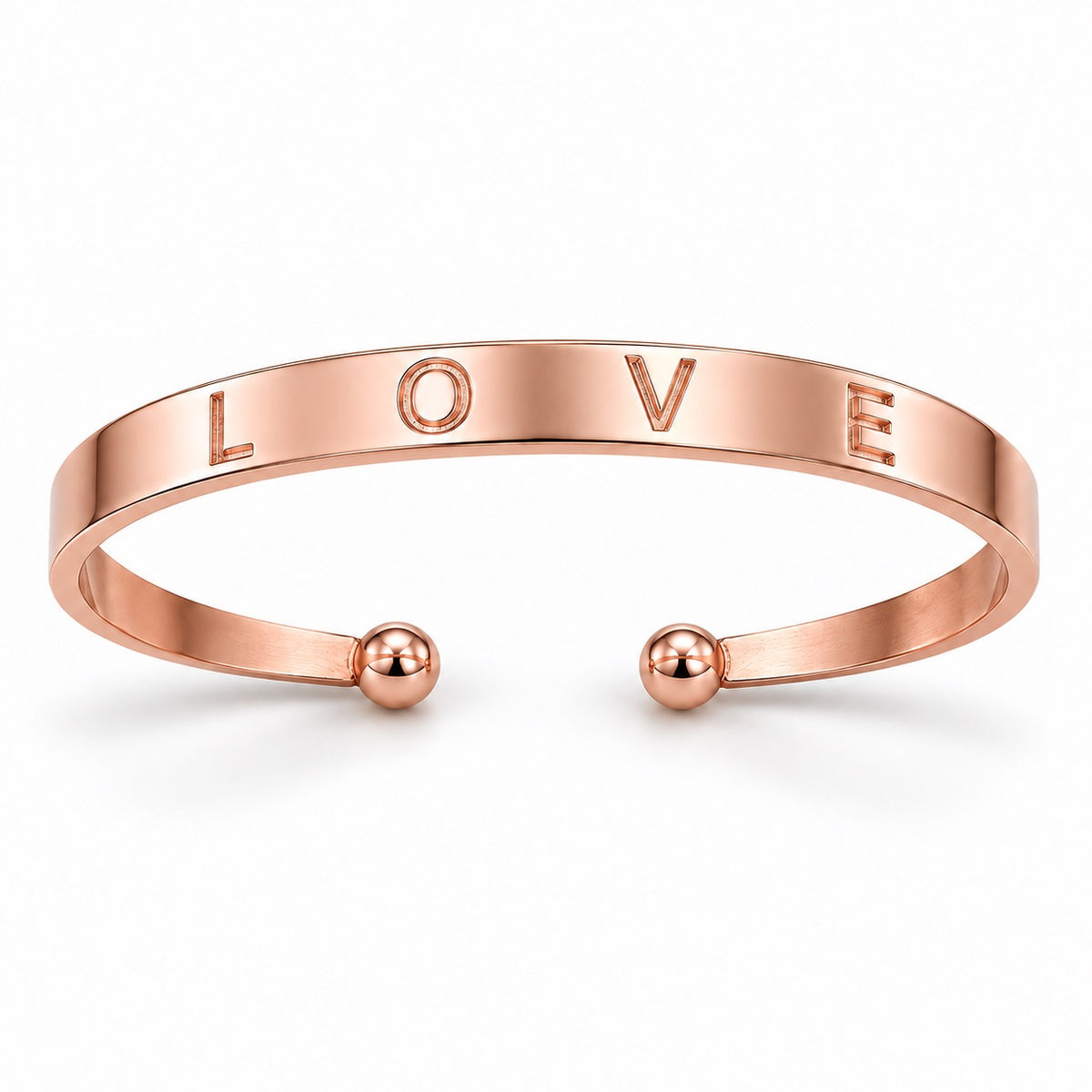 Rose-Gold LOVE Open Cuff Bangle Bracelet