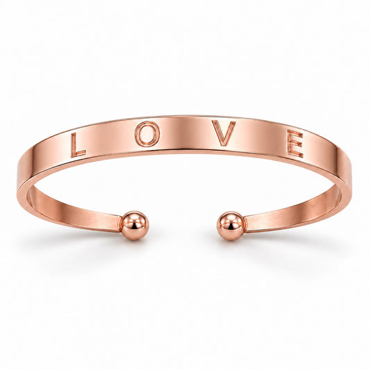 Rose-Gold LOVE Open Cuff Bangle Bracelet