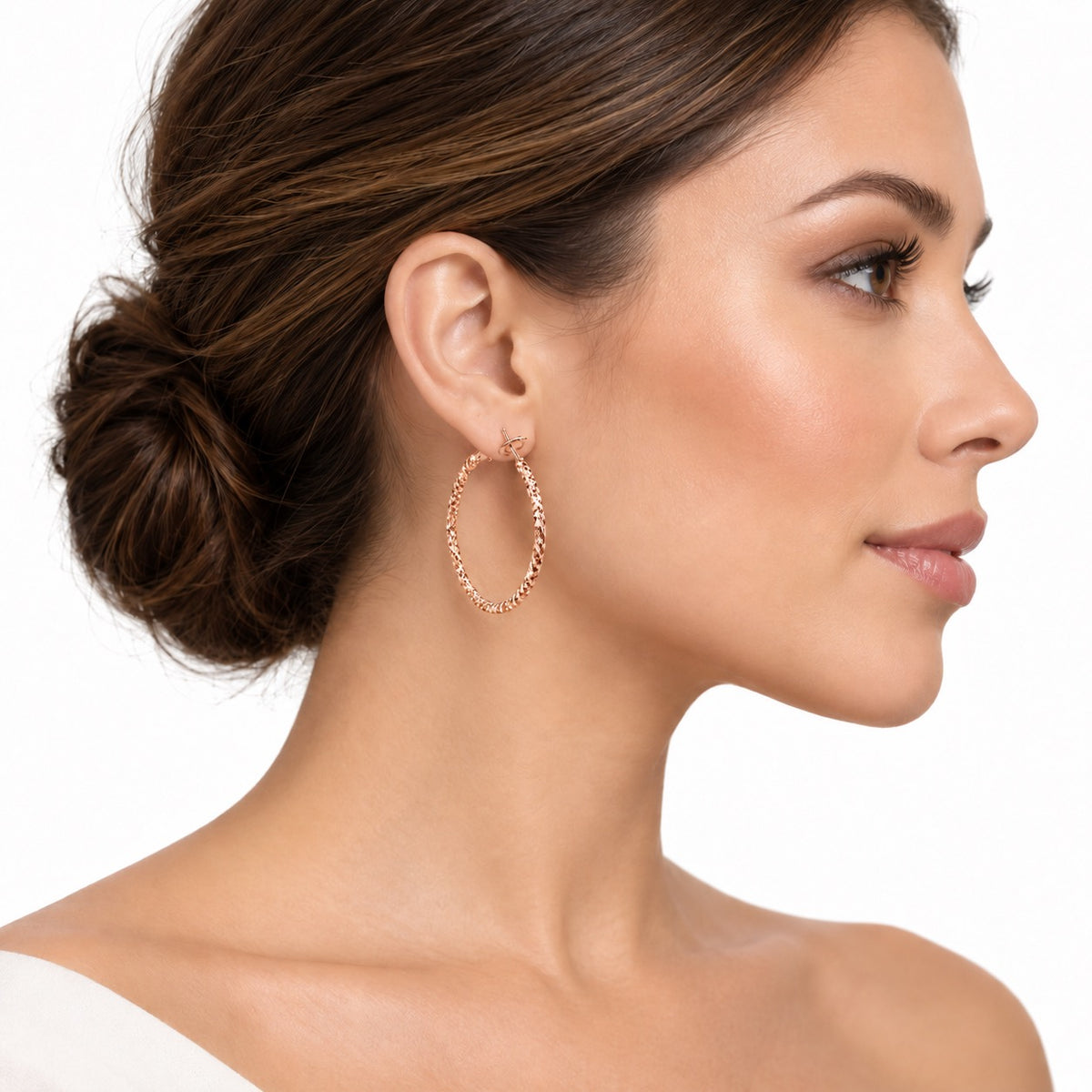Rose-Gold-Tone Textured Hoop Earrings