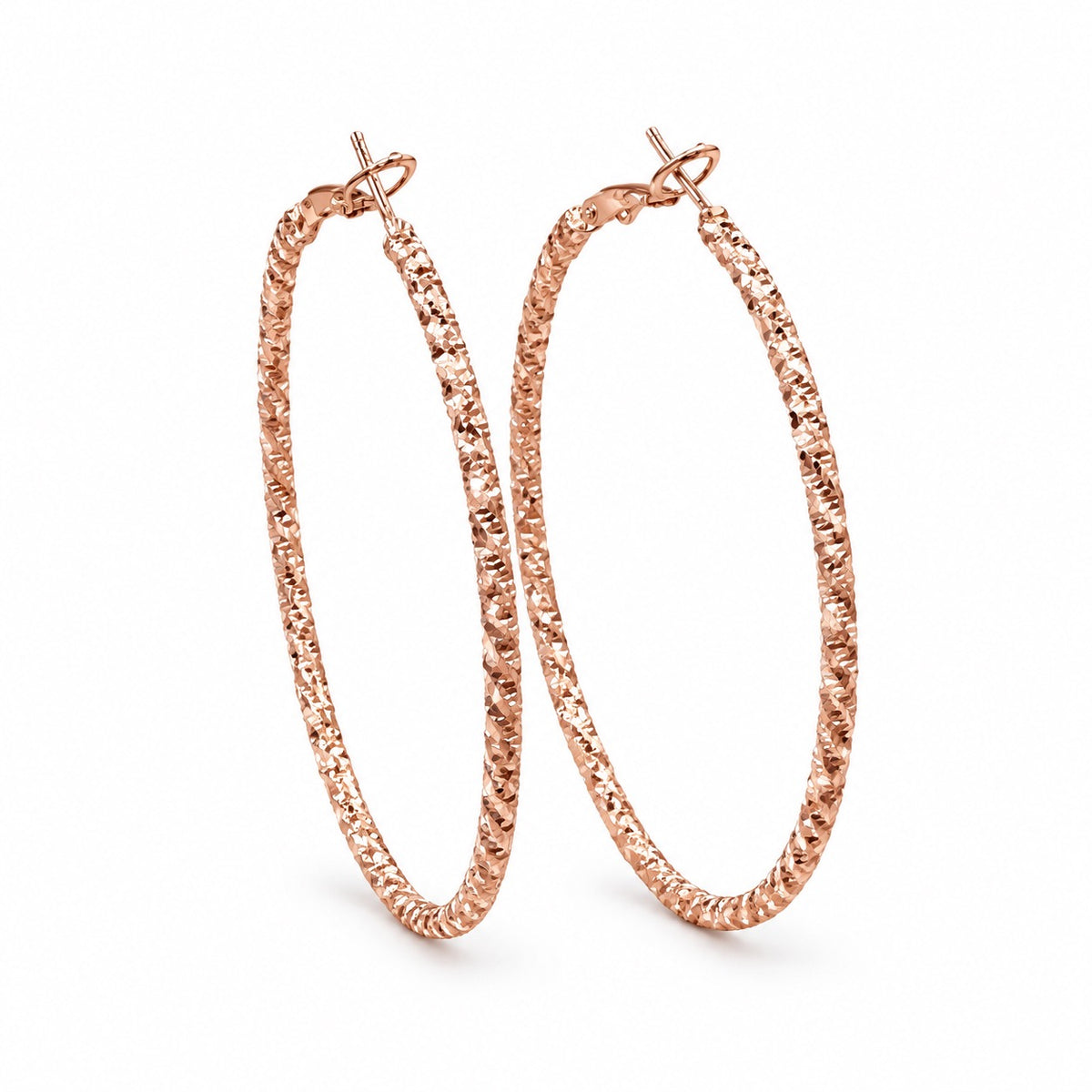 Rose-Gold-Tone Textured Hoop Earrings