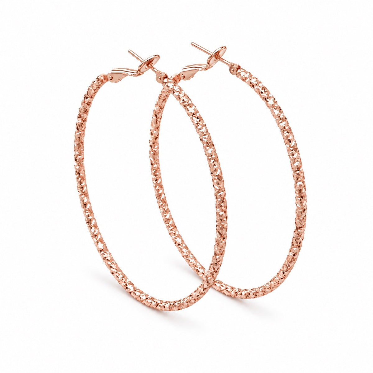 Rose-Gold-Tone Textured Hoop Earrings