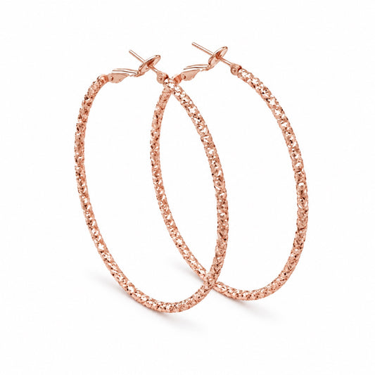 Rose-Gold-Tone Textured Hoop Earrings