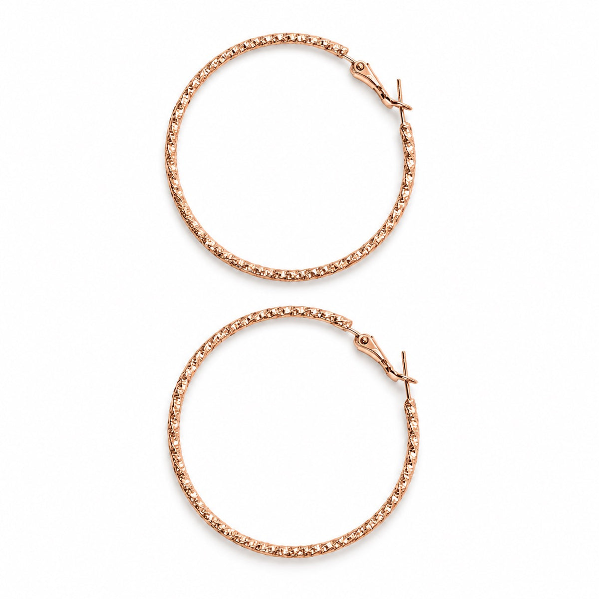 Rose-Gold-Tone Textured Hoop Earrings