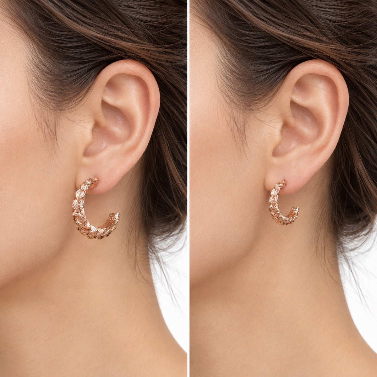 Two-Pair Rose-Gold-Tone Textured Open Hoop Earrings