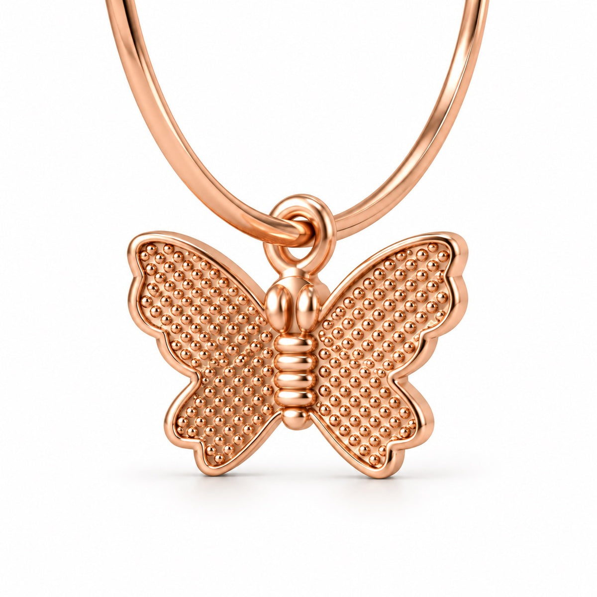 Rose-Gold-Tone Butterfly Hoop Earrings