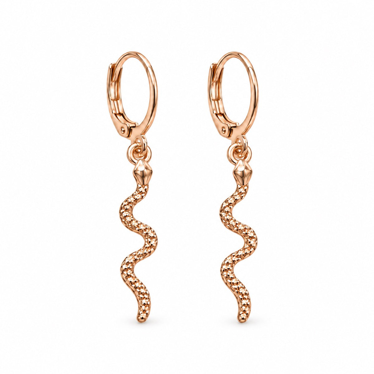 Rose-Gold-Tone Sparkling Snake Drop Earrings