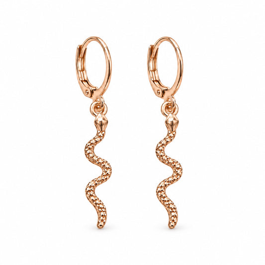 Rose-Gold-Tone Sparkling Snake Drop Earrings