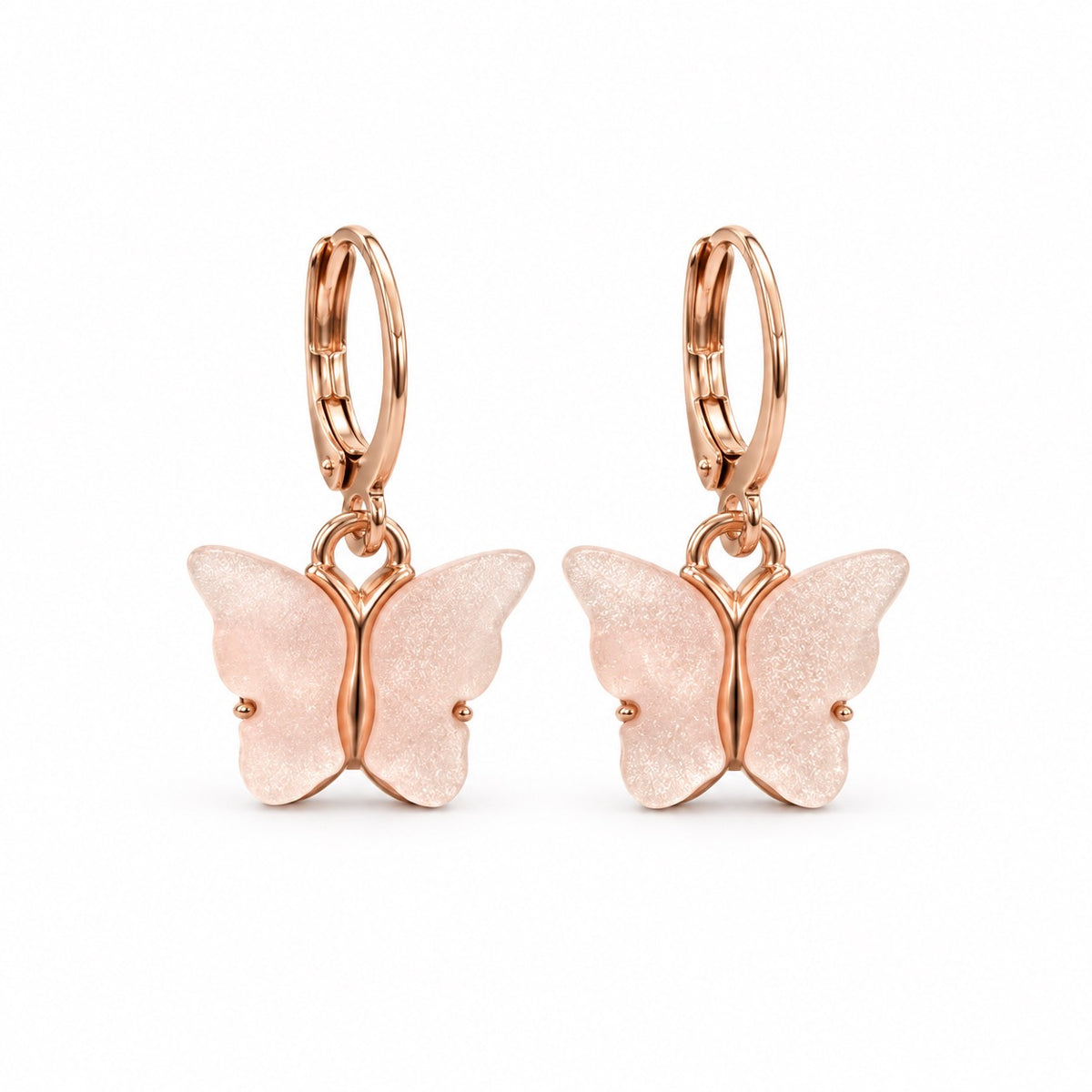 Rose-Gold-Tone Blush Butterfly Drop Earrings