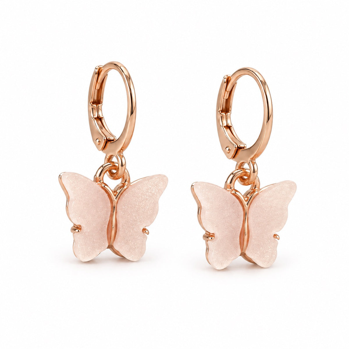 Rose-Gold-Tone Blush Butterfly Drop Earrings