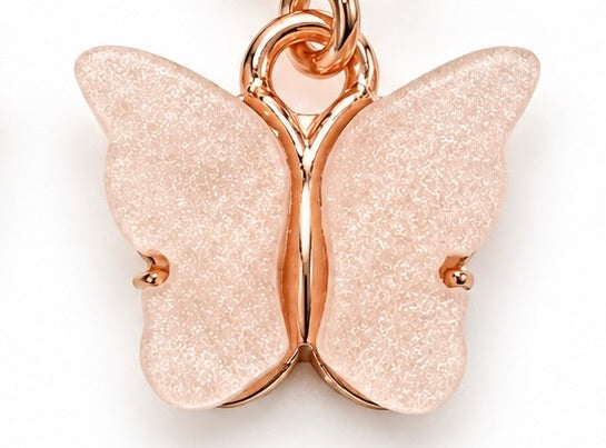 Rose-Gold-Tone Blush Butterfly Drop Earrings