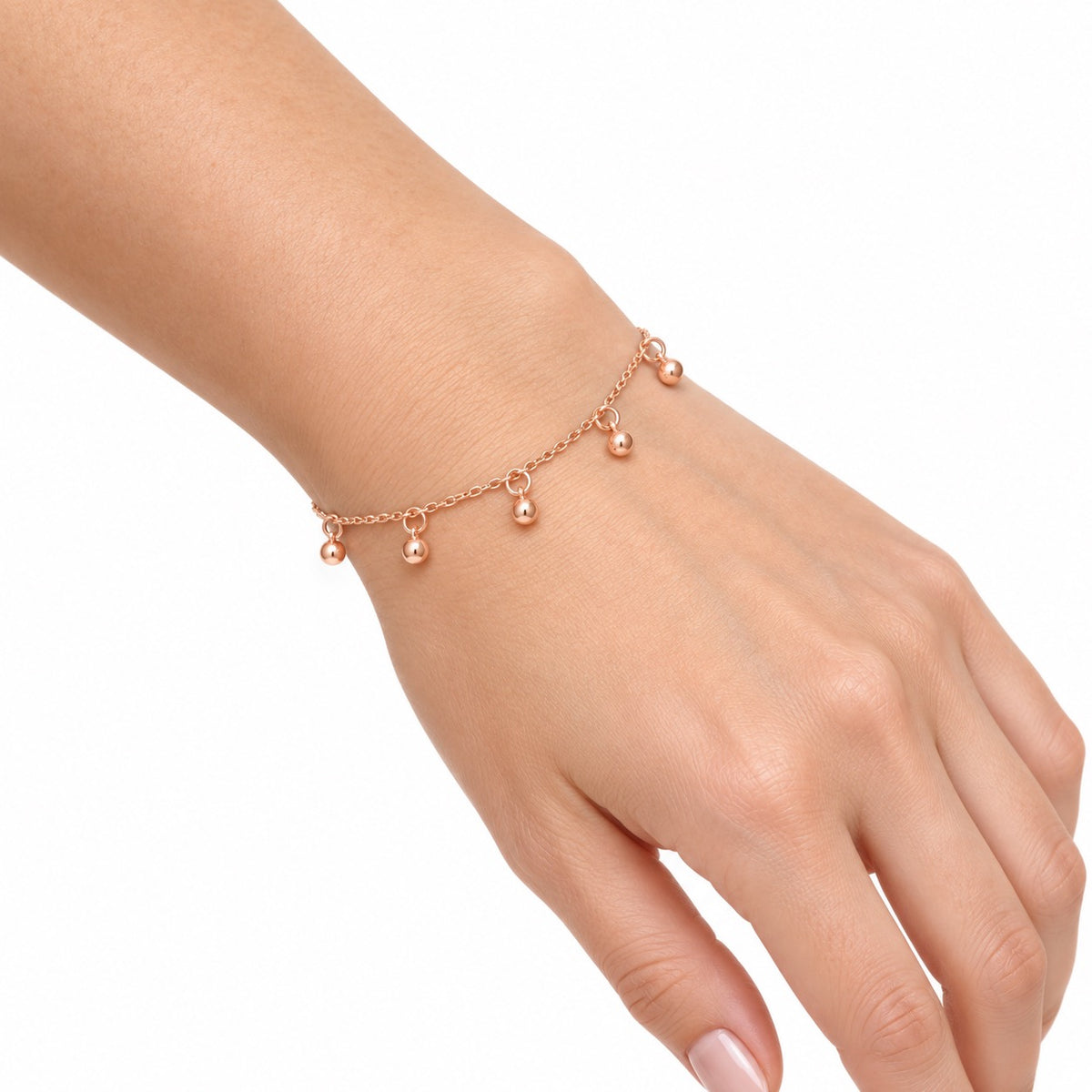 Rose-Gold-Tone Beaded Charm Bracelet