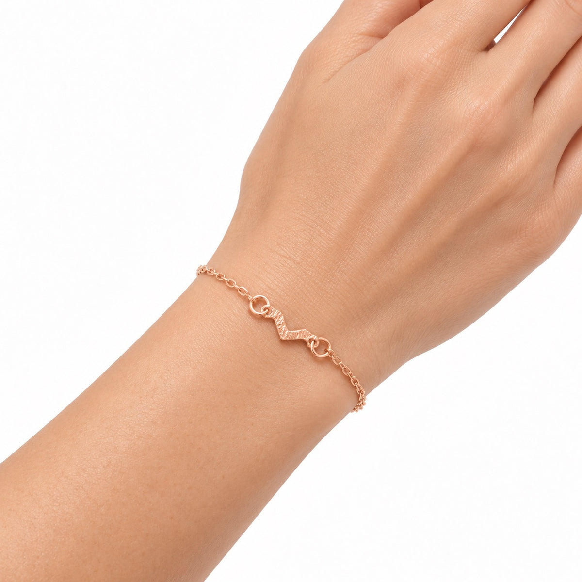 Rose-Gold-Tone Textured Wave Bracelet