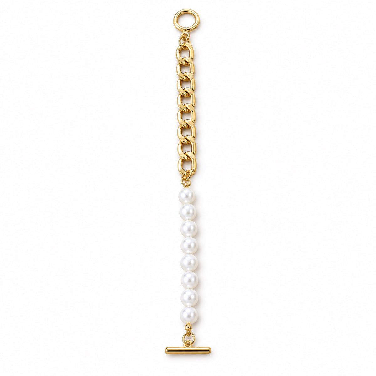 Gold-Tone Chain and Pearl-Style Bracelet