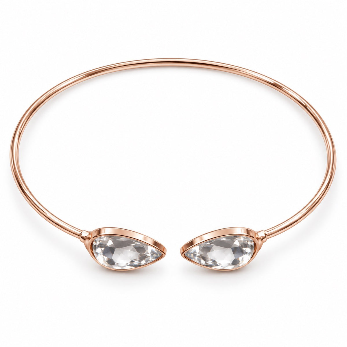 Rose-Gold-Tone Teardrop Crystal Cuff Bracelet