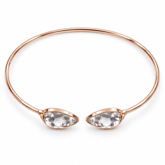 Rose-Gold-Tone Teardrop Crystal Cuff Bracelet