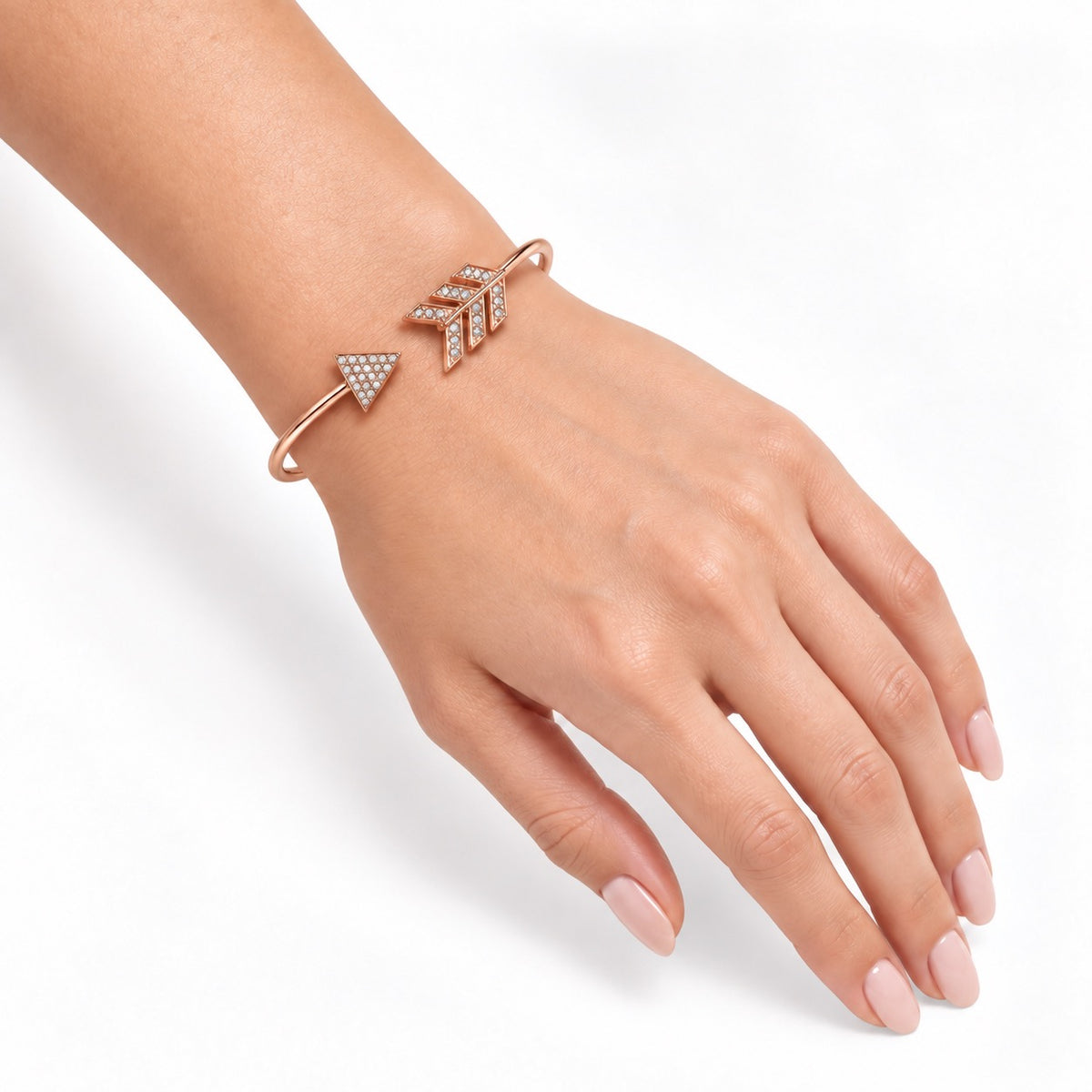 Rose-Gold-Tone Crystal Arrow Cuff Bracelet